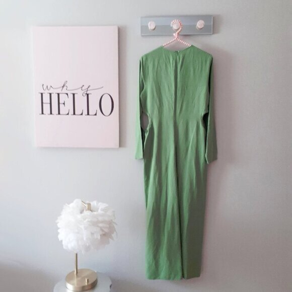 NWOT Zara green side cut out linen blend dress XS - Picture 8 of 8